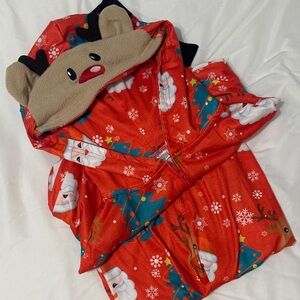 Festive Red Reindeer Hooded Blanket